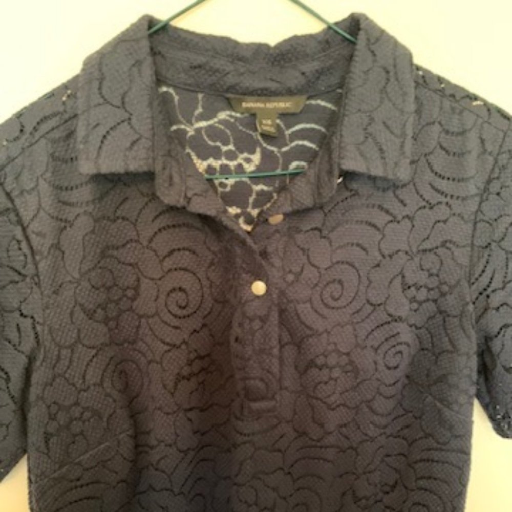 Navy Banana Republic Lace Polo Dress - Size XS